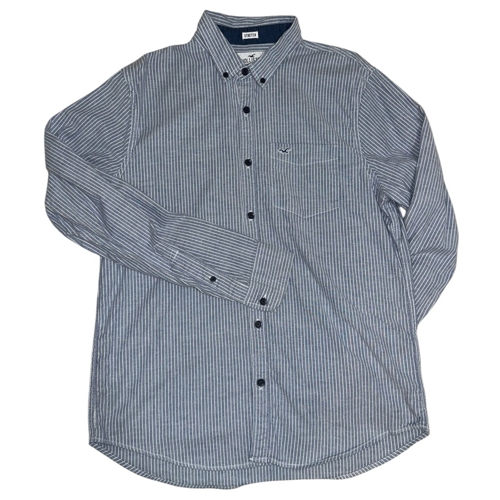 Hollister Men's Blue Striped Button Down Shirt
